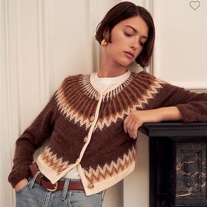 Fair Isle cardigan sweater in brushed yarn
JCrew